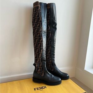 Fendi FF Logo ‘Forever Fendi’ Tall Boots in Size EU 34